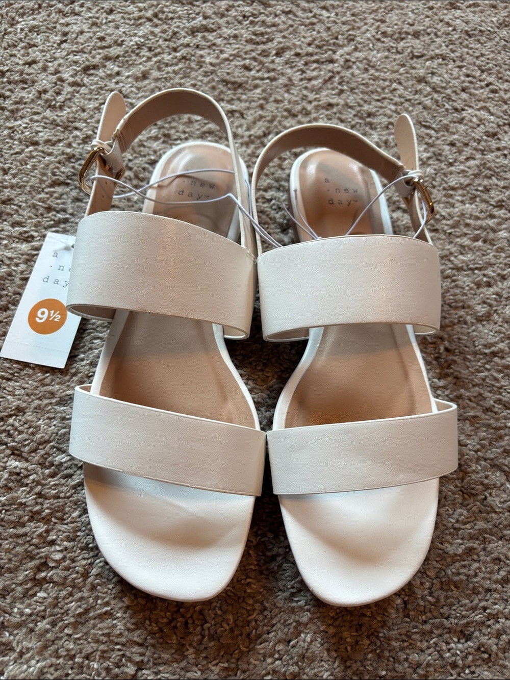 a new day Women's Cream Double-Strap Slingback Sandals
